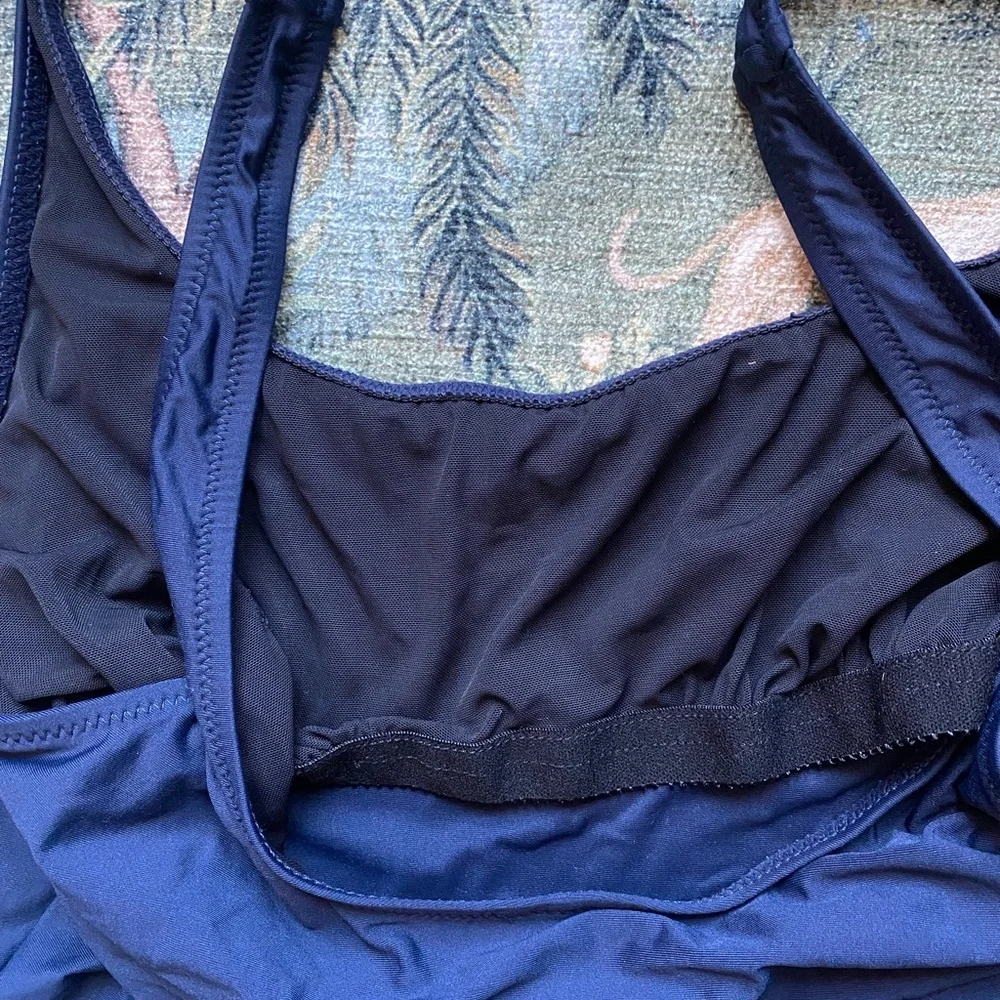 j. crew navy tankini longline swim top, size M